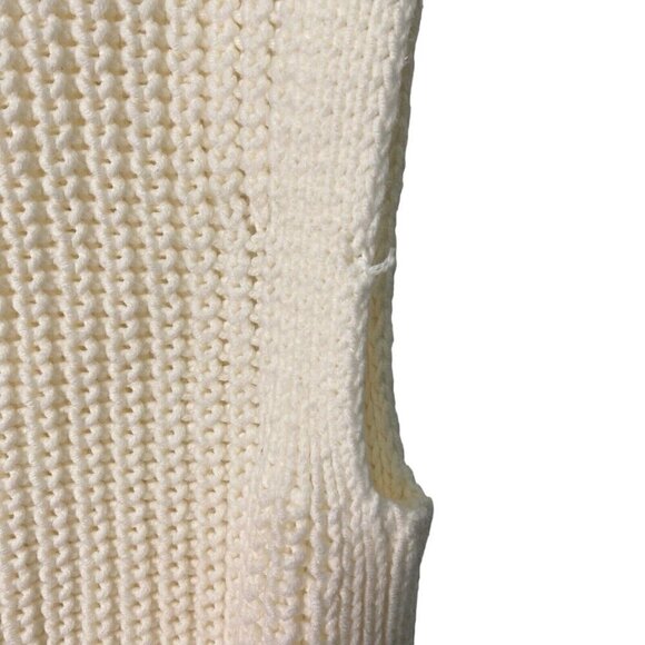 a new day Sleeveless Pullover Sweater Women's Size Medium Ivory Cream Cable Knit - Picture 3 of 4